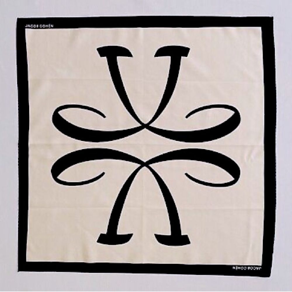 Jacob Cohen Tan and Black Scarf 21” X 21” Vintage!! - Picture 5 of 5